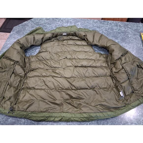 REI Co Op Vest Mens Large Army Green 650 Down Puffer Lightweight Outdoor Hiking - Picture 11 of 12